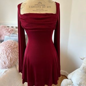 Sirena Silky Flare Sleeve Red Mini Dress